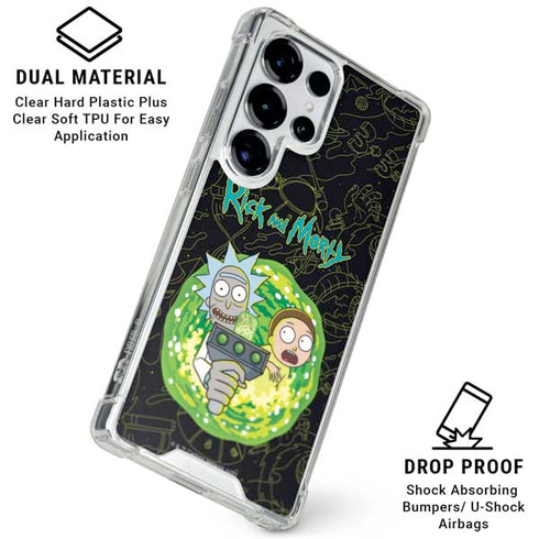 Adult Swim Rick and Morty Portal Travel Galaxy S25 Ultra Clear Case