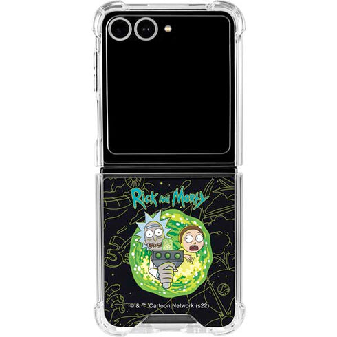 Adult Swim Rick and Morty Portal Travel Galaxy Z Flip7 Clear Case