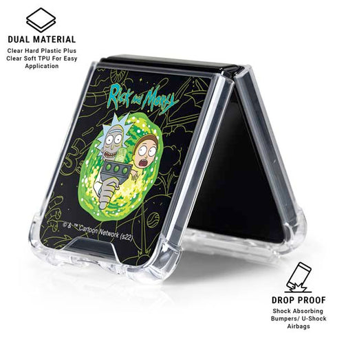 Adult Swim Rick and Morty Portal Travel Galaxy Z Flip7 Clear Case