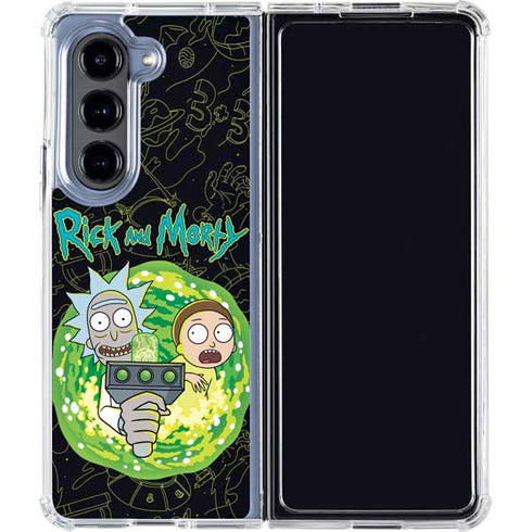 Adult Swim Rick and Morty Portal Travel Galaxy Z Fold5 5G Clear Case