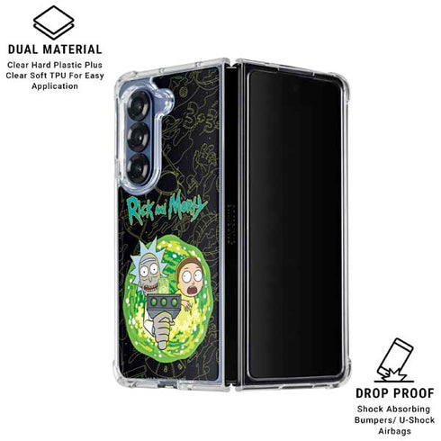 Adult Swim Rick and Morty Portal Travel Galaxy Z Fold7 Clear Case
