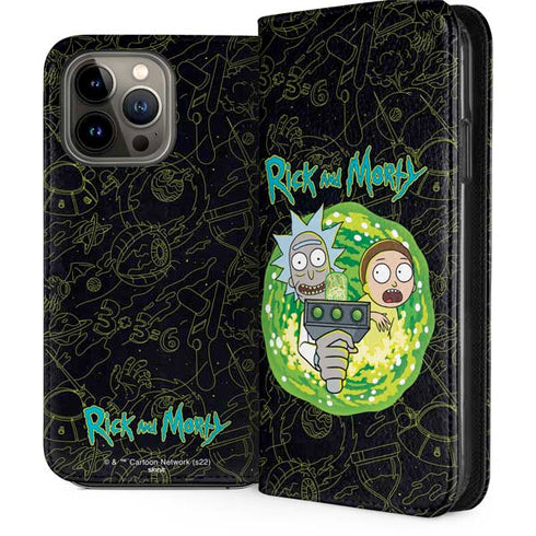 Adult Swim Rick and Morty Portal Travel iPhone 14 Pro Max Folio Case