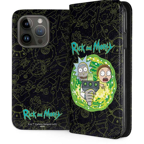Adult Swim Rick and Morty Portal Travel iPhone 15 Pro Folio Case