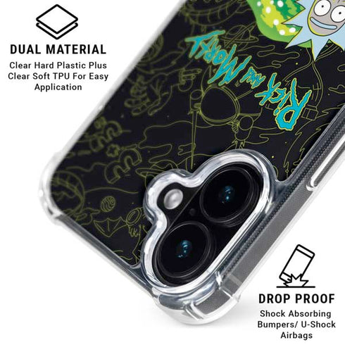 Adult Swim Rick and Morty Portal Travel iPhone 16 Plus Clear Case