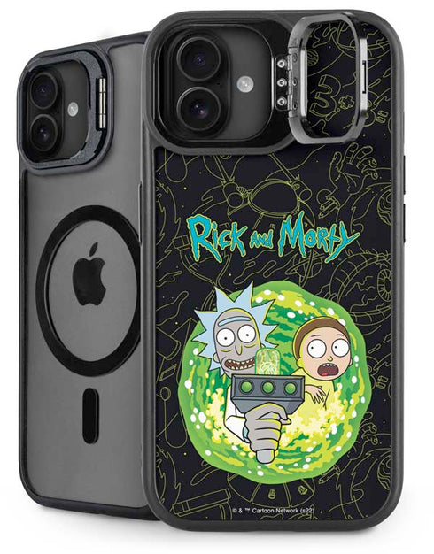Adult Swim Rick and Morty Portal Travel iPhone 16 Plus Kickstand Case
