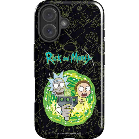 Adult Swim Rick and Morty Portal Travel iPhone 16 Plus Magsafe Impact Case