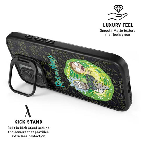 Adult Swim Rick and Morty Portal Travel iPhone 17 Kickstand Case