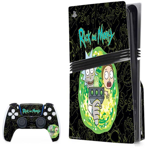 Adult Swim Rick and Morty Portal Travel PS5 Pro Disk Bundle Skin