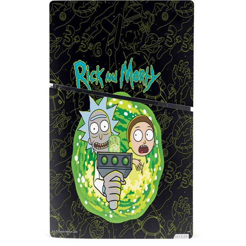 Adult Swim Rick and Morty Portal Travel PS5 Slim Digital Edition Console Skin