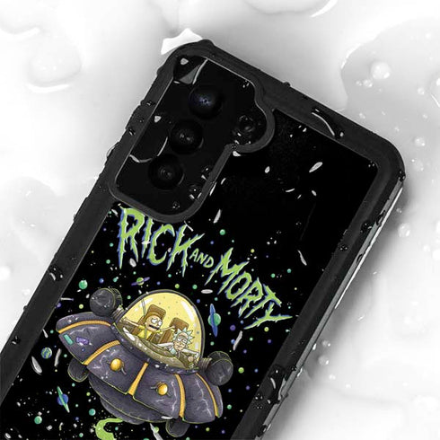 Adult Swim Rick and Morty Spaceship Galaxy S24 Plus Waterproof Case