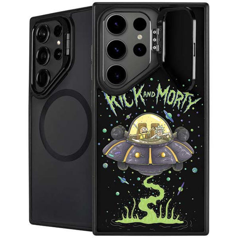 Adult Swim Rick and Morty Spaceship Galaxy S25 Ultra Kickstand Case