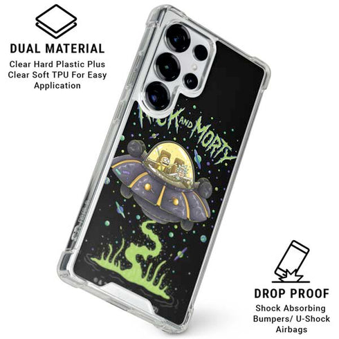 Adult Swim Rick and Morty Spaceship Galaxy S25 Ultra Clear Case