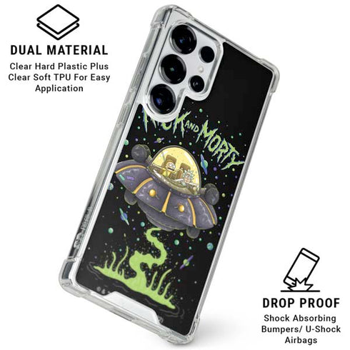 Adult Swim Rick and Morty Spaceship Galaxy S26 Ultra Clear Case