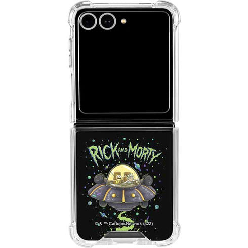 Adult Swim Rick and Morty Spaceship Galaxy Z Flip7 Clear Case