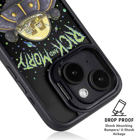 Adult Swim Rick and Morty Spaceship iPhone 14 Kickstand Case