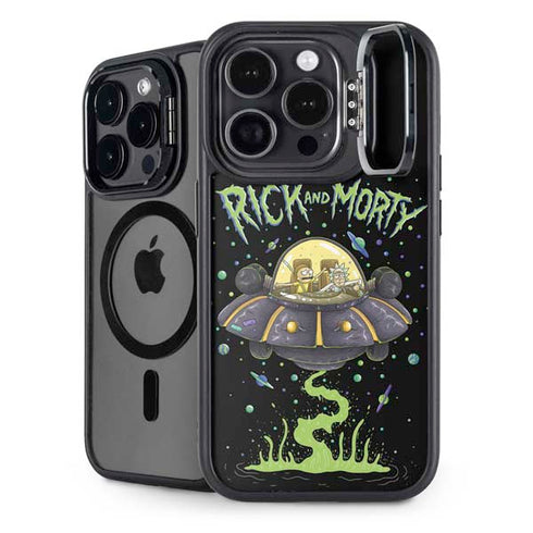 Adult Swim Rick and Morty Spaceship iPhone 15 Pro Kickstand Case