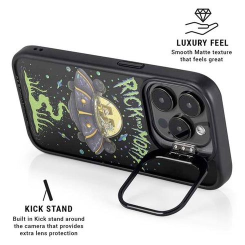 Adult Swim Rick and Morty Spaceship iPhone 15 Pro Kickstand Case