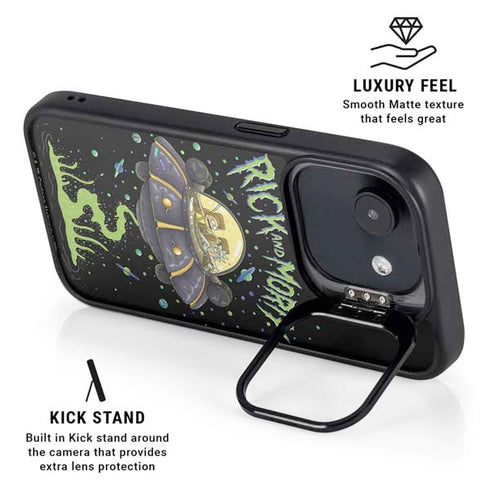 Adult Swim Rick and Morty Spaceship iPhone 16e Kickstand Case