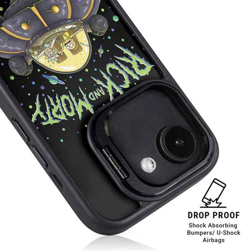 Adult Swim Rick and Morty Spaceship iPhone 16e Kickstand Case