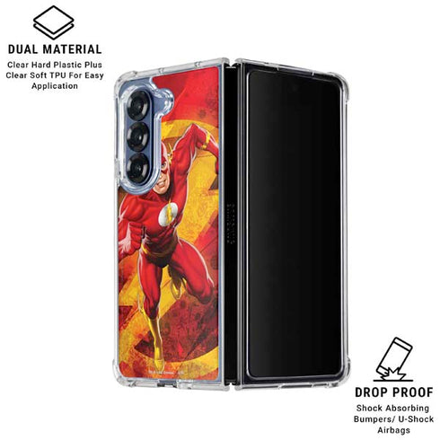 DC Comics The Flash Action Pose Galaxy Z Fold7 Clear Case