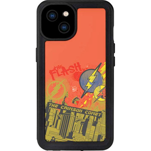 DC Comics The Flash City Collage Art iPhone 15 Plus Waterproof Case