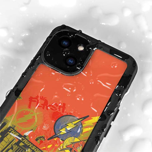 DC Comics The Flash City Collage Art iPhone 15 Plus Waterproof Case