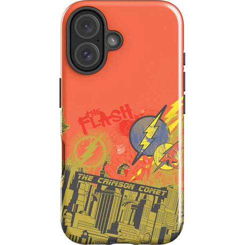DC Comics The Flash City Collage Art iPhone 16 Impact Case