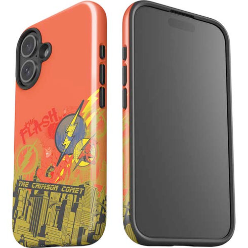 DC Comics The Flash City Collage Art iPhone 16 Plus Impact Case