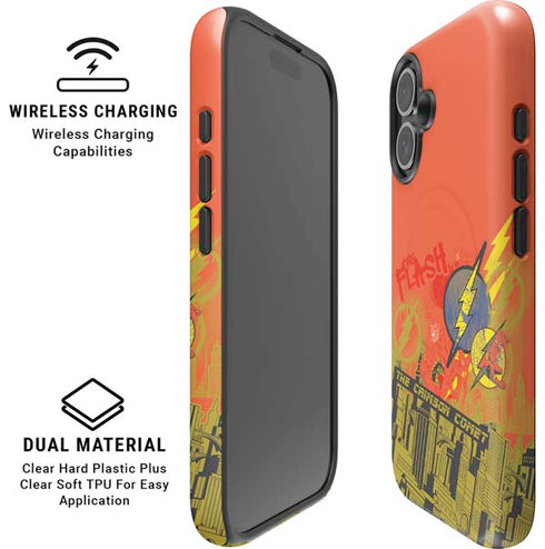 DC Comics The Flash City Collage Art iPhone 16 Plus Magsafe Impact Case