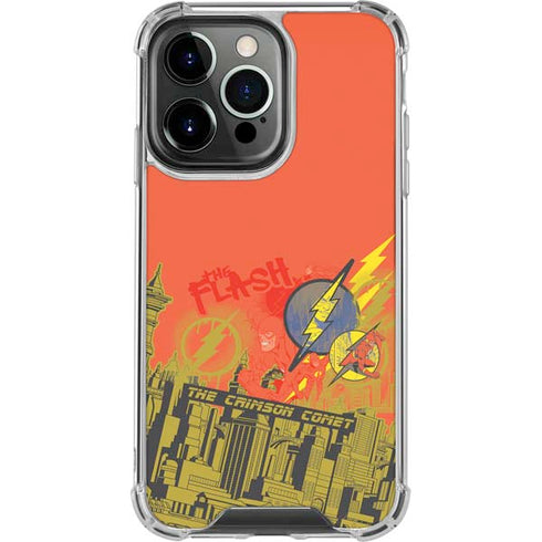DC Comics The Flash City Collage Art iPhone 16 Pro Clear Case