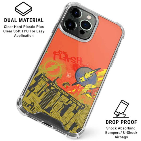 DC Comics The Flash City Collage Art iPhone 16 Pro Clear Case