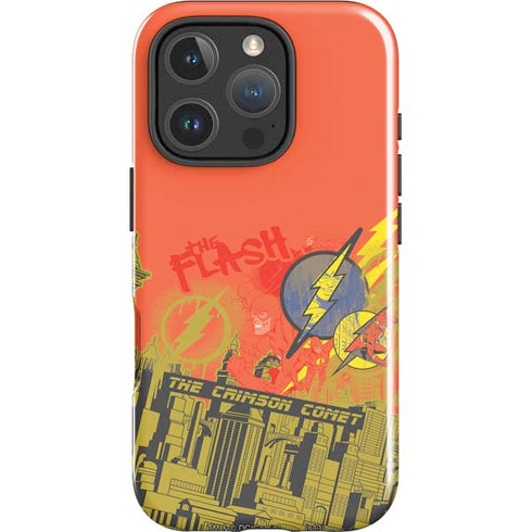DC Comics The Flash City Collage Art iPhone 16 Pro Impact Case