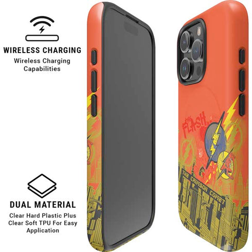 DC Comics The Flash City Collage Art iPhone 16 Pro Magsafe Impact Case