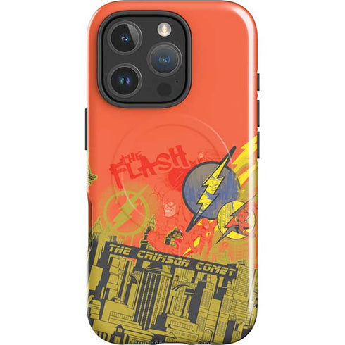 DC Comics The Flash City Collage Art iPhone 16 Pro Max Magsafe Impact Case