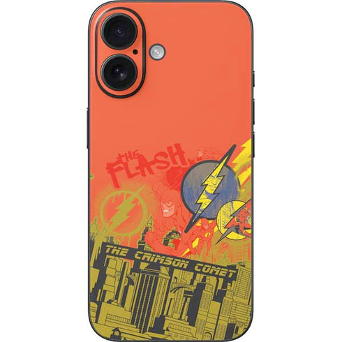 DC Comics The Flash City Collage Art iPhone 16 Skin