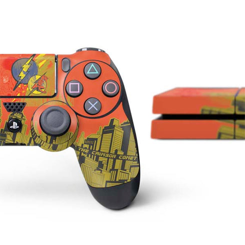 DC Comics The Flash City Collage Art PS4 Console and Controller Bundle Skin