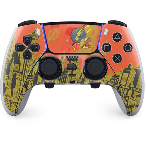 DC Comics The Flash City Collage Art PS5 DualSense Edge Pro Controller Skin
