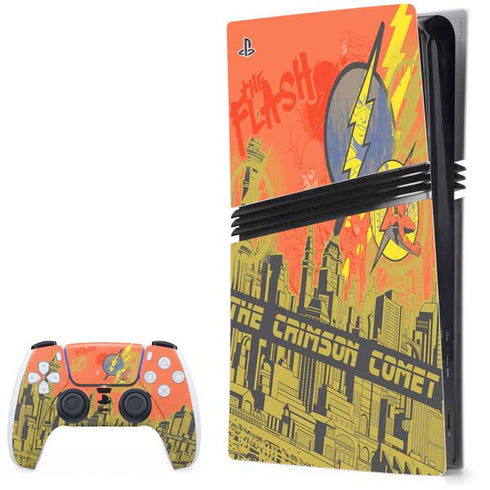 DC Comics The Flash City Collage Art PlayStation PS5 Skins