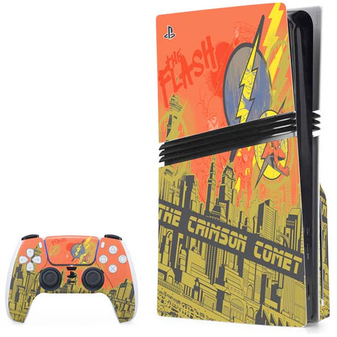 DC Comics The Flash City Collage Art PS5 Pro Disk Bundle Skin