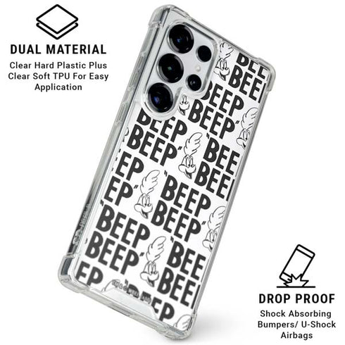 Looney Tunes Road Runner Beep Grid Galaxy S25 Ultra Clear Case