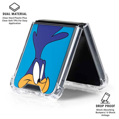 Looney Tunes Road Runner Zoomed In Galaxy Z Flip6 Clear Case