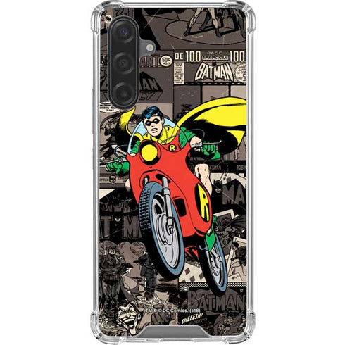 DC Comics Robin Vintage Action pose pattern Galaxy A17 Clear Case