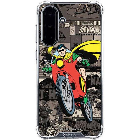 DC Comics Robin Vintage Action pose pattern Galaxy A36 5G Clear Case