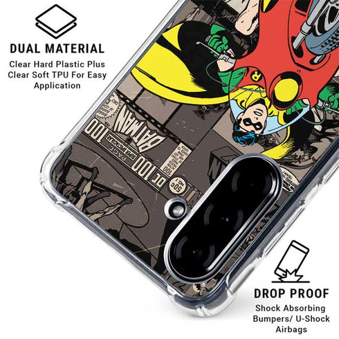 DC Comics Robin Vintage Action pose pattern Galaxy A36 5G Clear Case