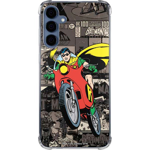 DC Comics Robin Vintage Action pose pattern Galaxy A55 5G Clear Case
