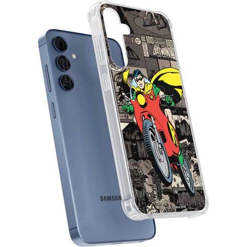 DC Comics Robin Vintage Action pose pattern Galaxy A55 5G Clear Case