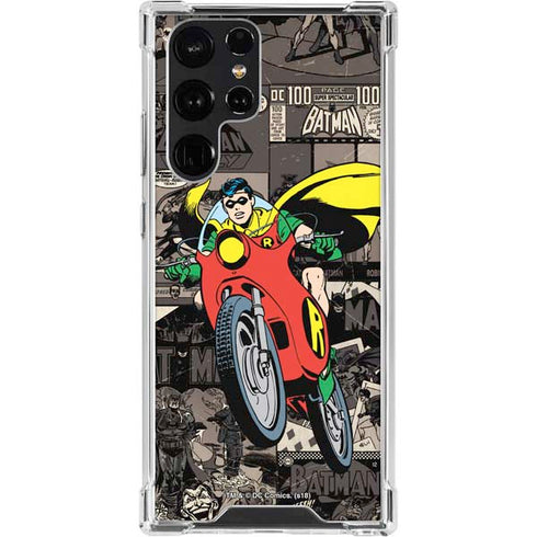 DC Comics Robin Vintage Action pose pattern Galaxy S23 Ultra Clear Case