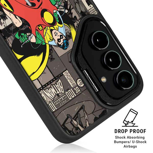 DC Comics Robin Vintage Action pose pattern Galaxy S25 Kickstand Case