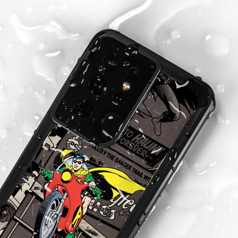 DC Comics Robin Vintage Action pose pattern Galaxy S24 Ultra Waterproof Case