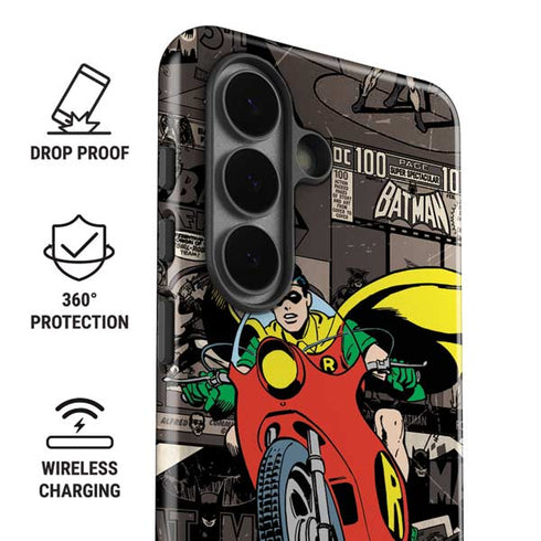 DC Comics Robin Vintage Action pose pattern Galaxy S26 Impact Case